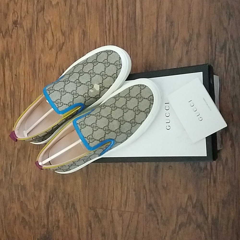 Gucci Coated Canvas Slip On Sneakers - Picture 1 of 8